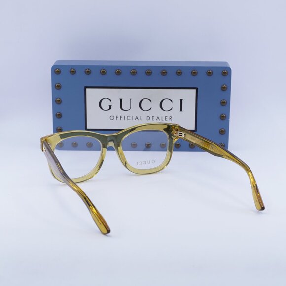 Gucci GG1086O 002 Square Eyeglasses – Transparent Yellow 51mm - Picture 3 of 10
